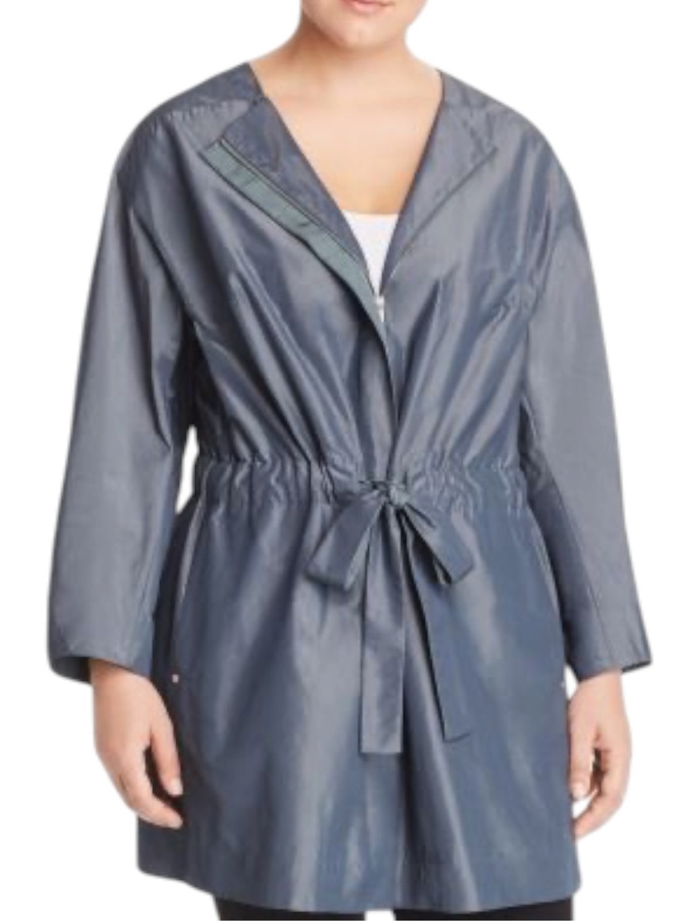 Lafayette 148 New York Stephania Metallic Drawstring Jacket in Port Blue Sz XL